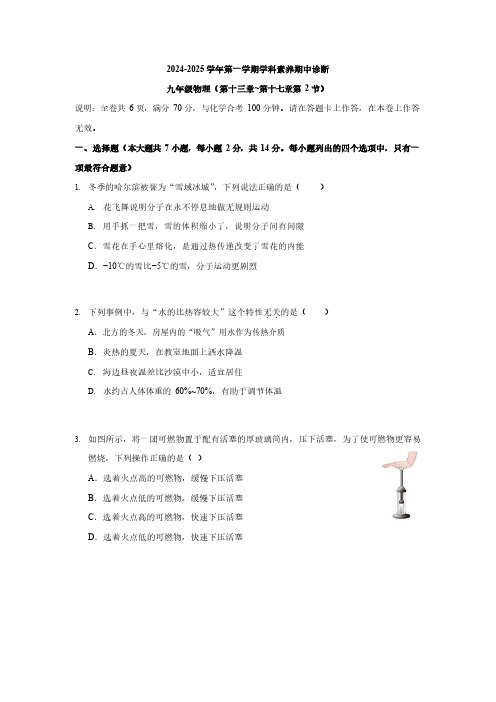 广东省深圳市龙岗区2024-2025学年九年级上学期中考试物理试卷