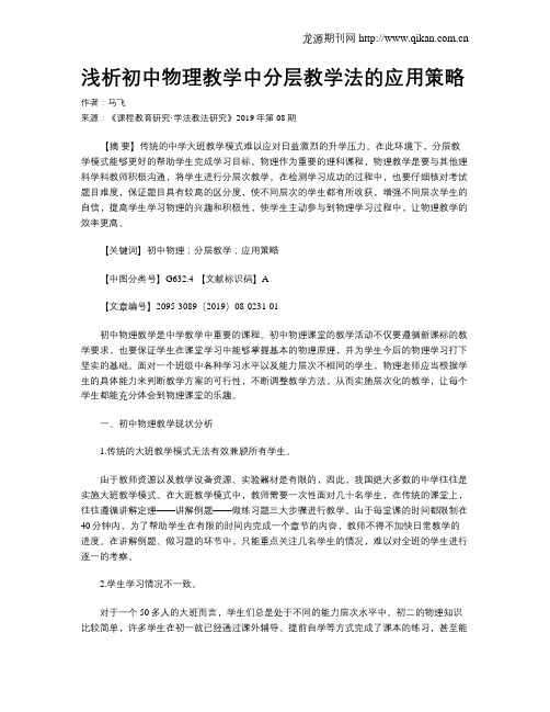 浅析初中物理教学中分层教学法的应用策略