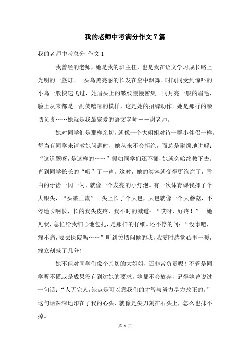 我的老师中考满分作文7篇