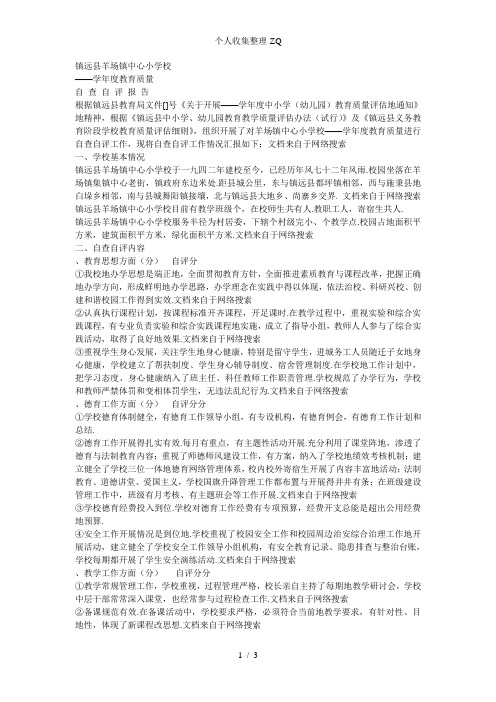 羊场镇中心小学校教育质量自查自评报告