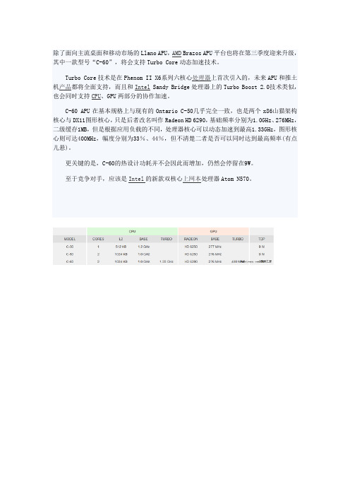 AMD APU新增C-60 支持CPUGPU动态加速