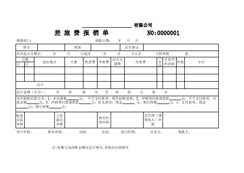 差旅费报销单格式