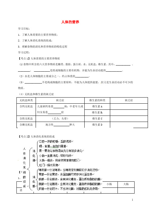 部编版2020七年级生物下册 4.2人体的营养教案 (新版)新人教版