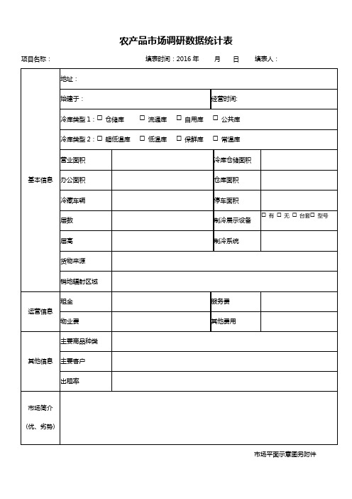 冷库调研表模板