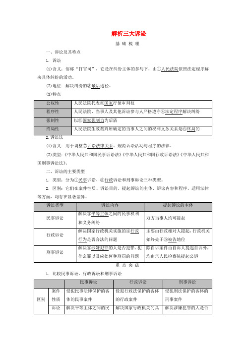 2025版高考政治总复习选择性必修2第4单元社会争议解决第9课纠纷的多元解决方式考点2解析三大诉讼