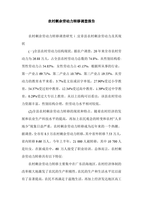 农村剩余劳动力转移调查报告.doc