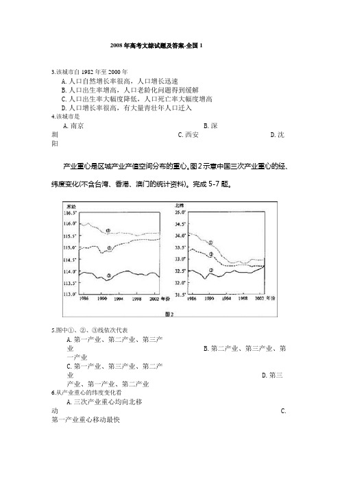 2008年高考文综试题(山东卷)