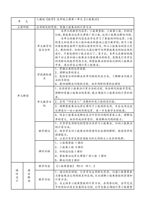 《小数乘法》单元备课