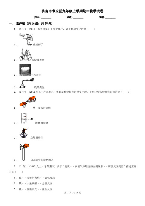 济南市章丘区九年级上学期期中化学试卷