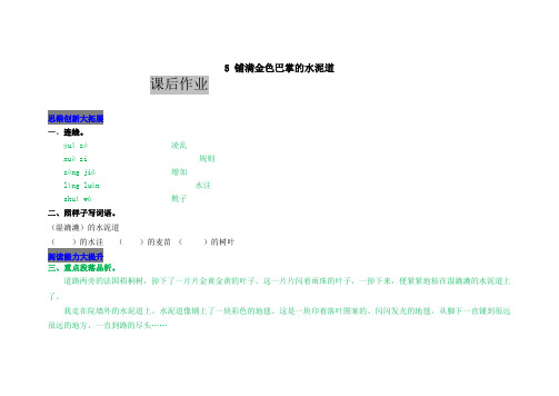 人教版三年级语文上册5铺满金色巴掌的水泥道测试题