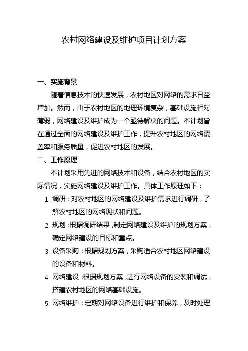 农村网络建设及维护项目计划方案(九)