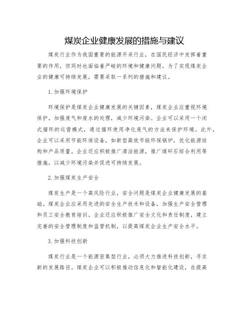 煤炭企业健康发展的措施与建议