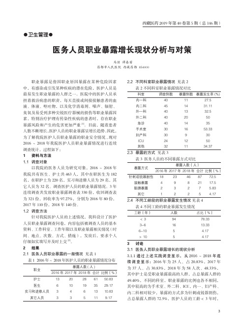 医务人员职业暴露增长现状分析与对策