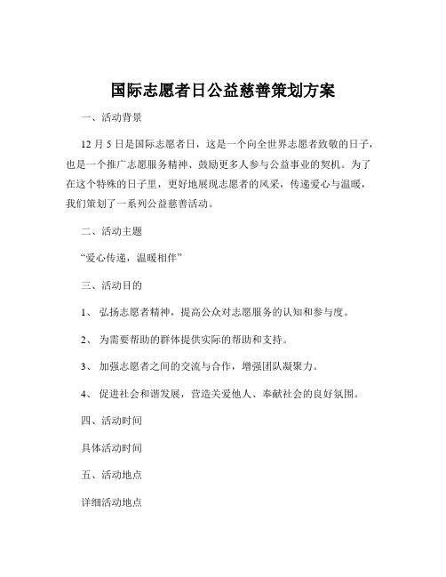 国际志愿者日公益慈善策划方案