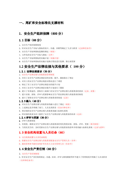 尾矿库标准化基本支撑材料