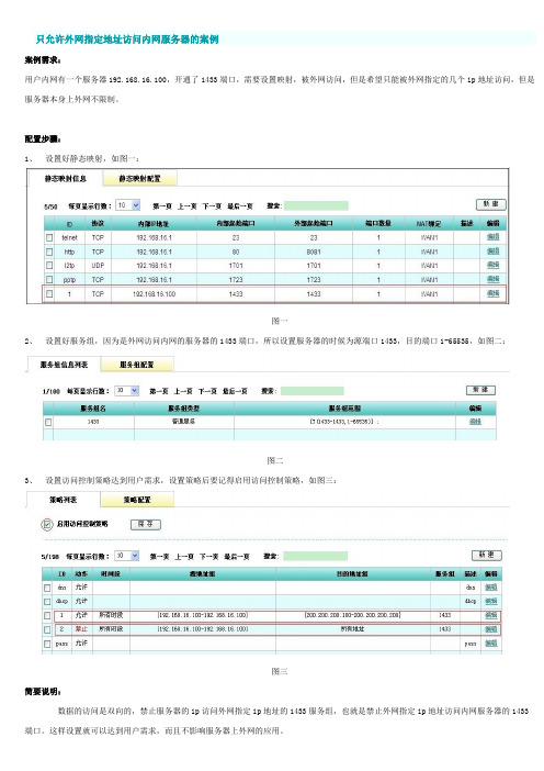 只允许外网指定地址访问内网服务器的案例