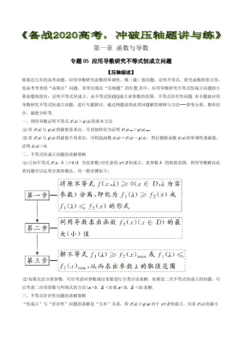 专题05 应用导数研究不等式恒成立问题【解析版】