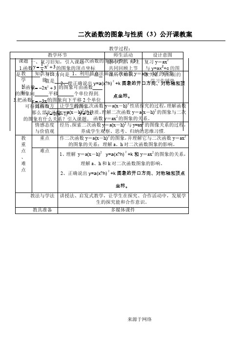 二次函数的图象与性质(3)公开课教案