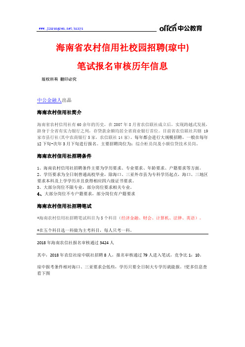 海南省农村信用社校园招聘(琼中)笔试报名审核历年信息