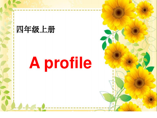 四年级上册英语Project 1 A profile-译林版