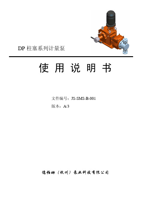 德帕姆（杭州）泵业 DP 柱塞系列计量泵 说明书