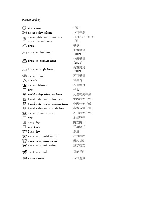 洗涤标志说明