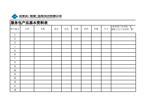 诚信通-产品基本资料表