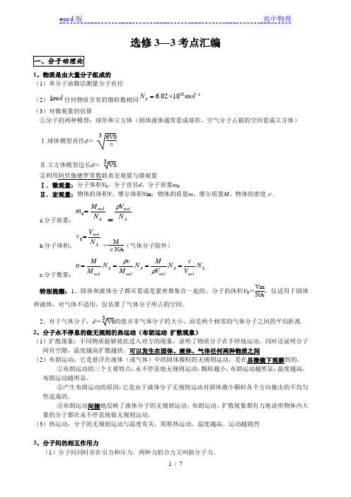 高中物理_选修3-3知识点