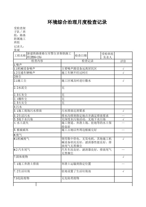 环境月度检查表