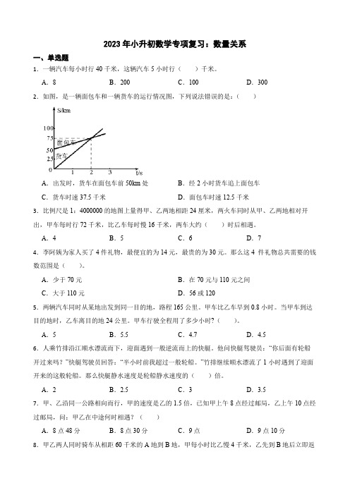 2023年小升初数学专项复习：数量关系