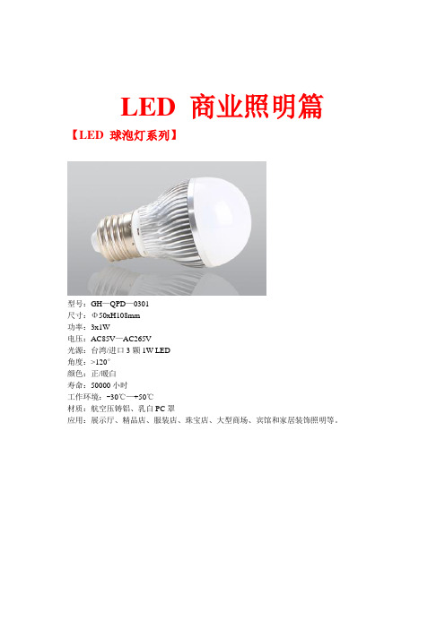 LED商业照明产品图片与参数