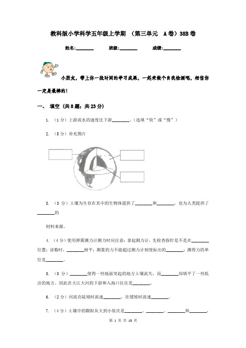 教科版小学科学五年级上学期 (第三单元  A卷)38B卷