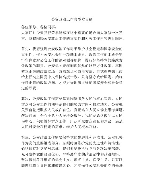 公安政治工作典型发言稿