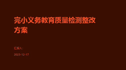 完小义务教育质量检测整改方案