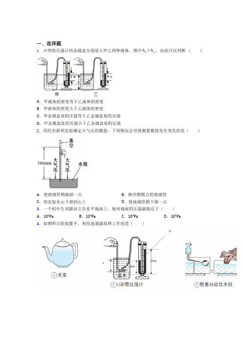 (易错题)初中物理八年级下第八章《压强与浮力》检测题(含答案解析)(2)