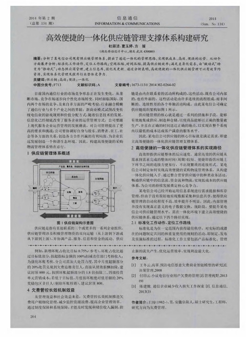 高效便捷的一体化供应链管理支撑体系构建研究