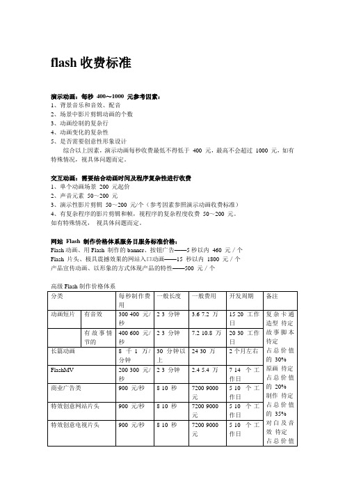 flash收费标准