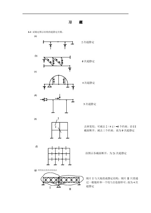 结构力学课后解答：第6章  力法