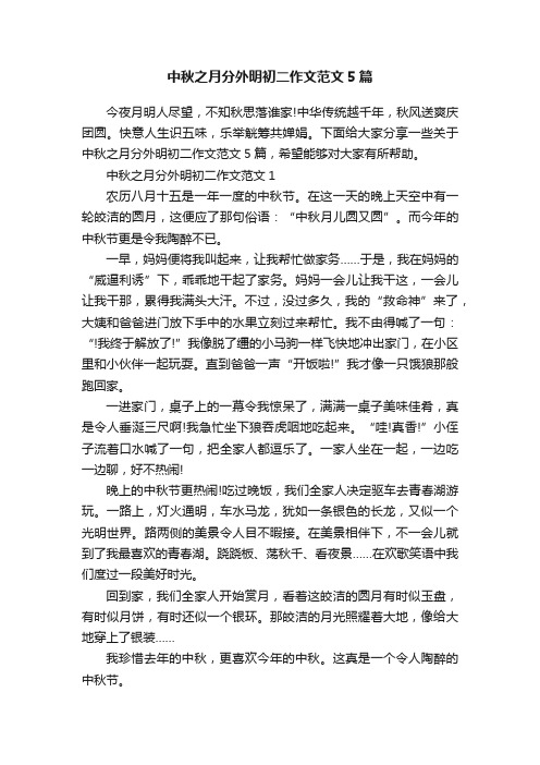 中秋之月分外明初二作文范文5篇
