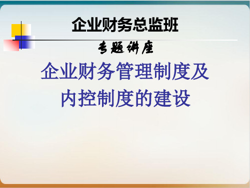 企业财务管理制度及内控制度的建设培训课程(PPT72页)模板ppt