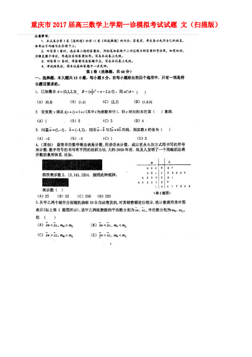 重庆市高三数学上学期一诊模拟考试试题文(扫描版)