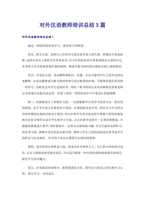 对外汉语教师培训总结3篇