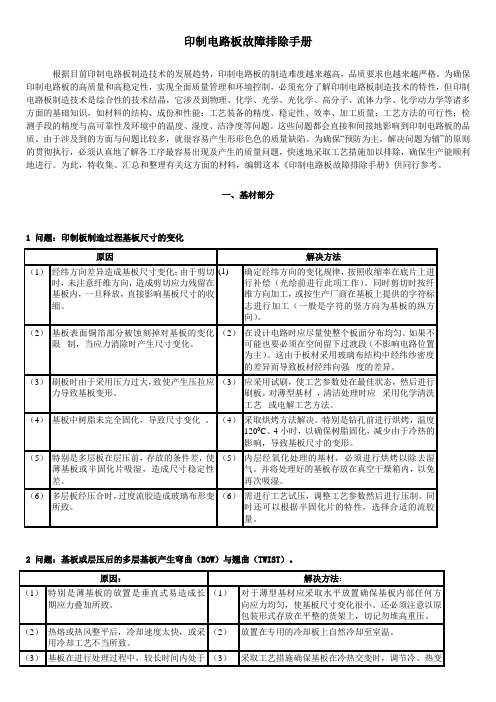 印制电路板常见故障分析和改善措施的总结