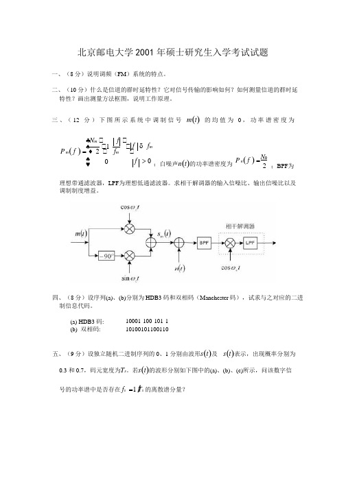 北京邮电大学--通信原理--历年考研试题合集