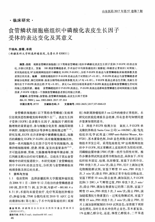 食管鳞状细胞癌组织中磷酸化表皮生长因子受体的表达变化及其意义