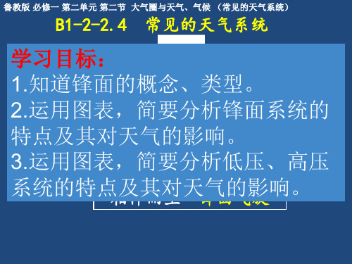 最新文档-B1224常见的天气系统鲁教版必修一第二单元第二节大气圈与天气气候常见的天气系统-PPT精品文档