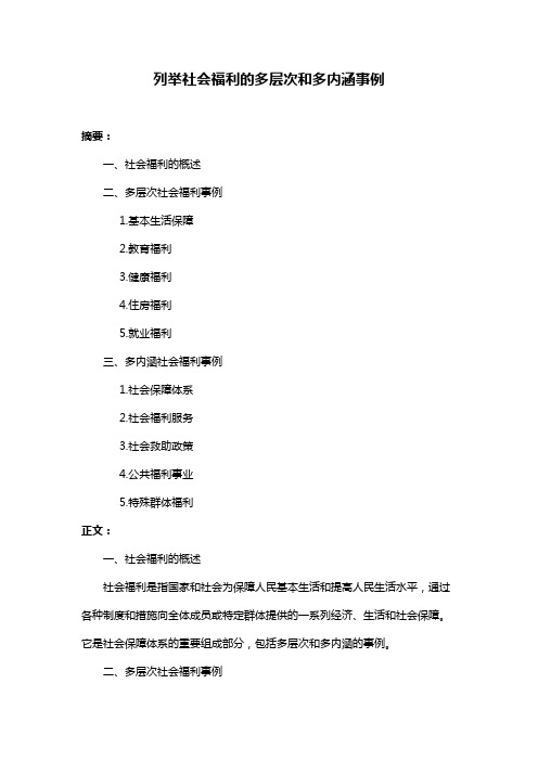 列举社会福利的多层次和多内涵事例