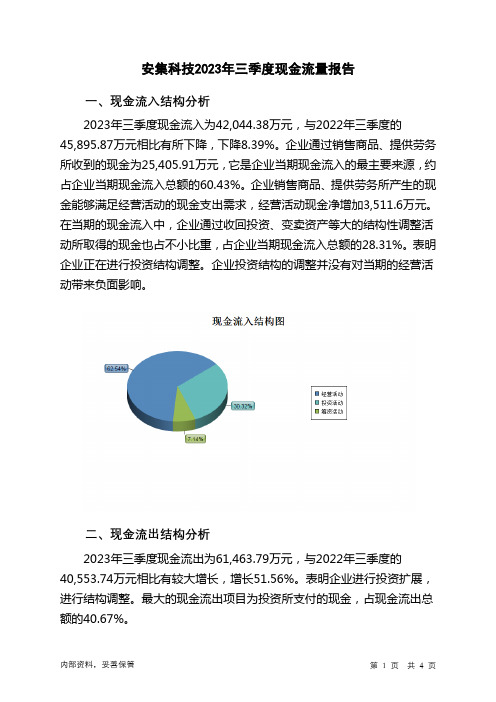 688019安集科技2023年三季度现金流量报告