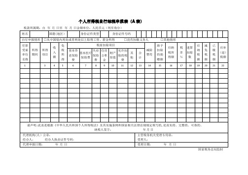 个人所得税自行纳税申报表(A表)