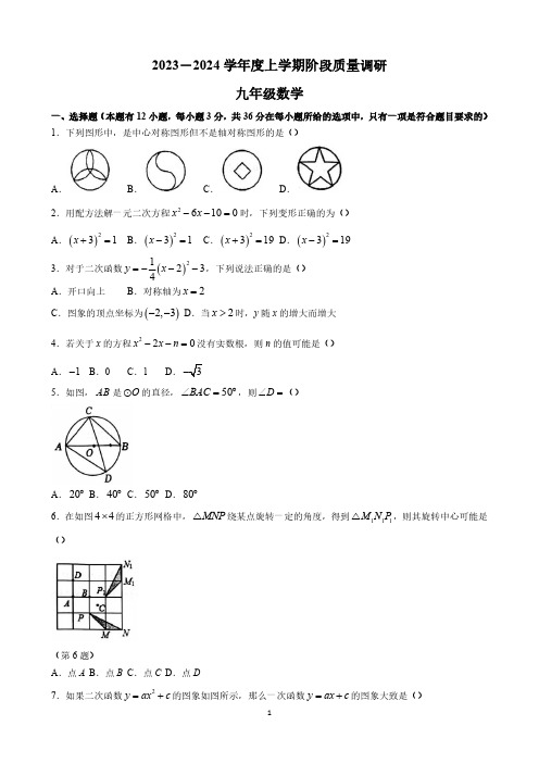 山东省临沂市兰陵县2024届九年级上学期期中阶段质量调研数学试卷(含部分解析)